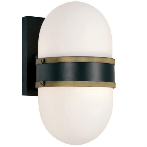 Brian Patrick Flynn for Crystorama Capsule 1 Light Matte Black + Textured Gold Outdoor Sconce (205|CAP-8501-MK-TG)
