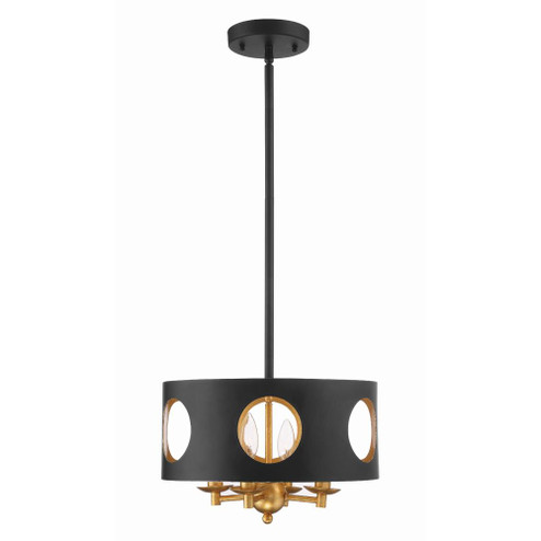Odelle 14'' Black + Antique Gold Chandelier (205|ODE-700-BK-GA)
