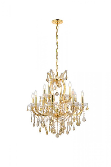 Maria Theresa 13 light Gold Chandelier Golden Teak (Smoky) Royal Cut Crystal (758|2800D27G-GT/RC)