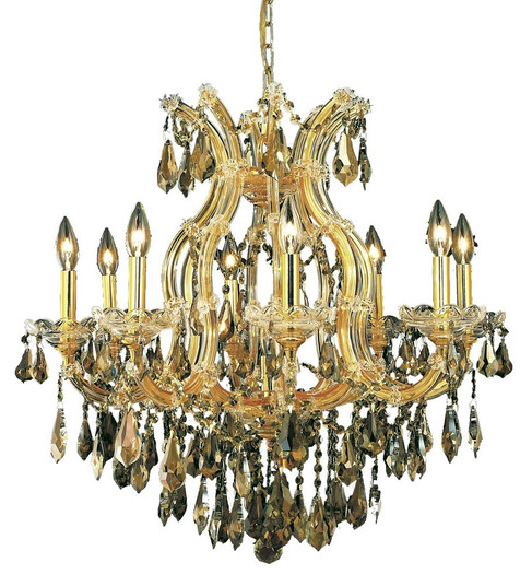 Maria Theresa 9 Light Gold Chandelier Golden Teak (Smoky) Royal Cut Crystal (758|2801D26G-GT/RC)