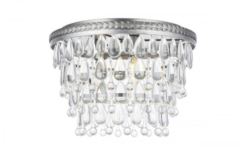 Nordic 3 light antique silver Flush Mount Clear Royal Cut Crystal (758|1219F15AS/RC)