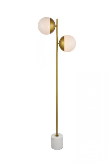 Eclipse 2 Lights Brass Floor Lamp With Frosted White Glass (758|LD6114BR)