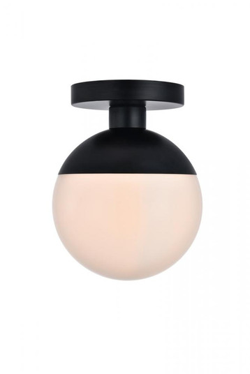 Eclipse 1 Light Black Flush Mount With Frosted White Glass (758|LD6050BK)