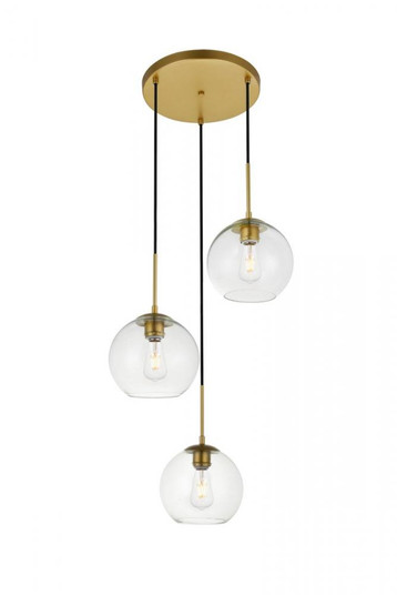 Baxter 3 Lights Brass Pendant With Clear Glass (758|LD2208BR)