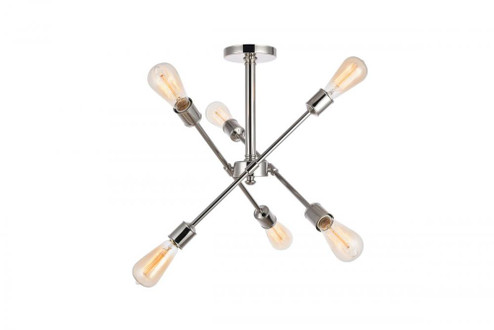 Axel 6 Lights polished Nickel Flush Mount (758|LD8003D17PN)