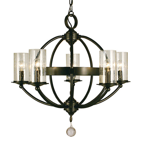 5-Light Brushed Nickel/Frosted Glass Compass Dining Chandelier (84|1075 BN/F)