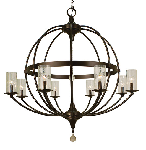 8-Light Mahogany Bronze/Frosted Glass Compass Foyer Chandelier (84|1078 MB/F)