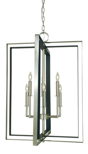 6-Light Brushed Nickel/Matte Black Symmetry Chandelier (84|4865 BN/MBLACK)