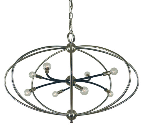 8-Light Antique Brass/Matte Black Orbit Chandelier (84|4949 AB/MBLACK)