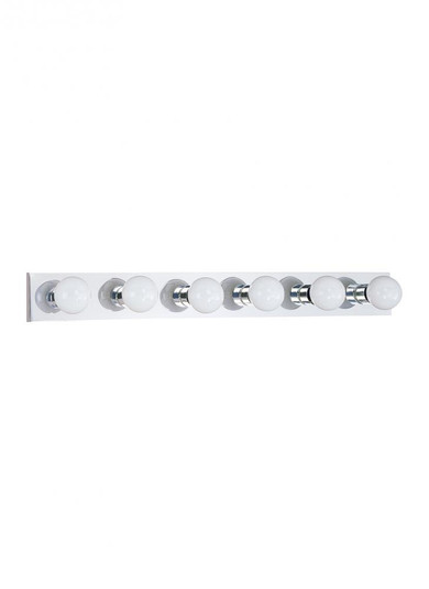 Center Stage traditional 6-light indoor dimmable bath vanity wall sconce in chrome silver finish (38|4739-05)