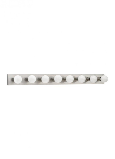 Center Stage traditional 8-light indoor dimmable bath vanity wall sconce in brushed stainless silver (38|4740-98)