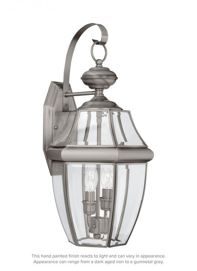 Lancaster traditional 2-light outdoor exterior wall lantern sconce in antique brushed nickel silver (38|8039-965)