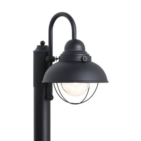 Sebring transitional 1-light outdoor exterior post lantern in black finish with clear seeded glass d (38|8269-12)