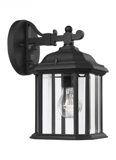 Kent traditional 1-light outdoor exterior small wall lantern sconce in black finish with clear bevel (38|84029-12)