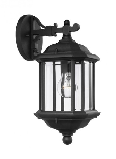 Kent traditional 1-light outdoor exterior medium wall lantern sconce in black finish with clear beve (38|84030-12)
