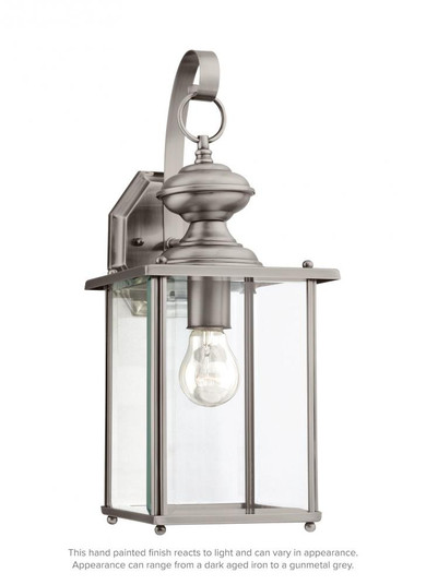 Jamestowne transitional 1-light large outdoor exterior wall lantern in antique brushed nickel silver (38|8458-965)