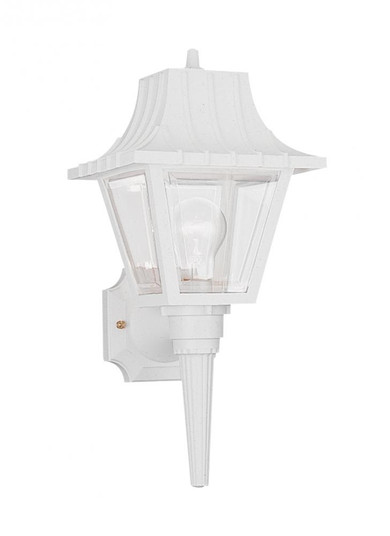 Polycarbonate Outdoor traditional 1-light outdoor exterior medium wall lantern sconce in white finis (38|8720-15)