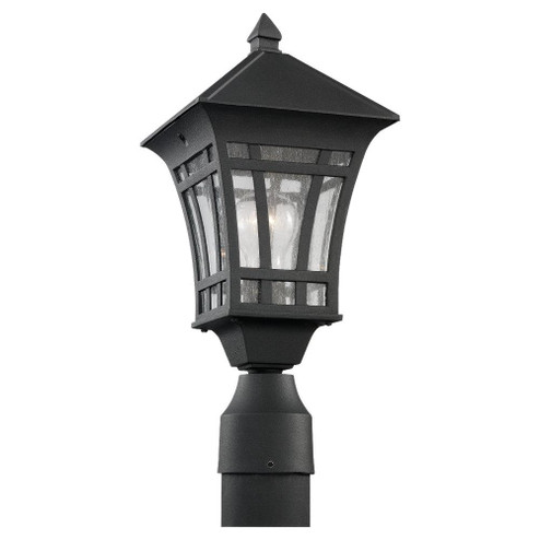 Herrington transitional 1-light outdoor exterior post lantern in black finish with clear seeded glas (38|82131-12)