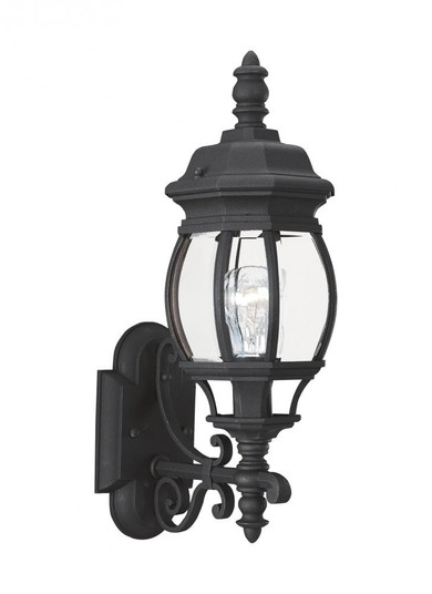 Wynfield traditional 1-light outdoor exterior wall lantern sconce uplight in black finish with clear (38|88200-12)