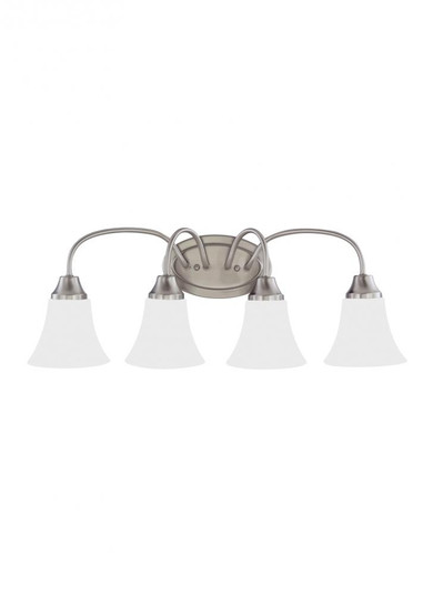 Holman traditional 4-light indoor dimmable bath vanity wall sconce in brushed nickel silver finish w (38|44808-962)