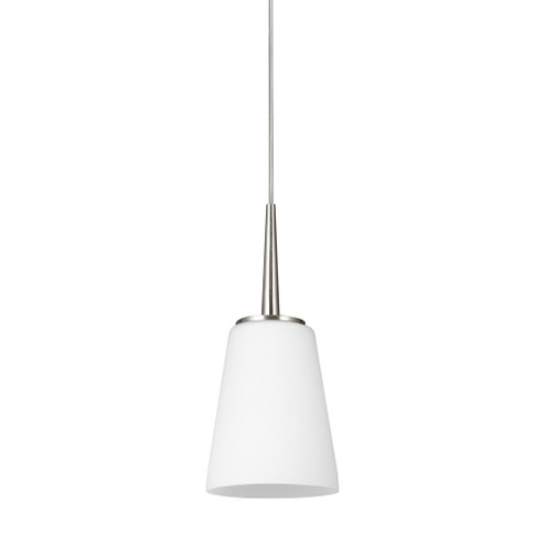 Driscoll contemporary 1-light indoor dimmable ceiling hanging single pendant light in brushed nickel (38|6140401-962)