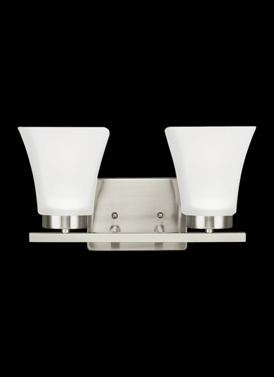 Bayfield contemporary 2-light indoor dimmable bath vanity wall sconce in brushed nickel silver finis (38|4411602-962)
