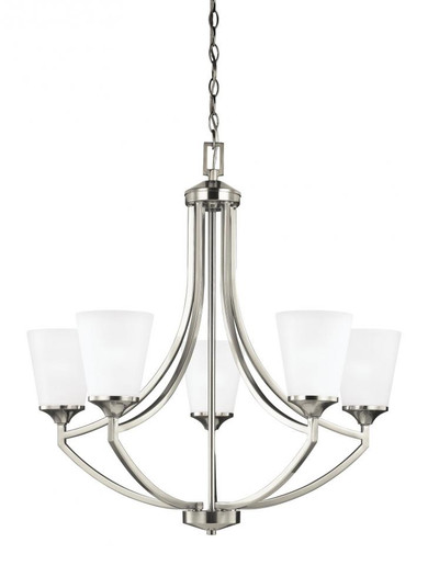 Hanford traditional 5-light indoor dimmable ceiling chandelier pendant light in brushed nickel silve (38|3124505-962)