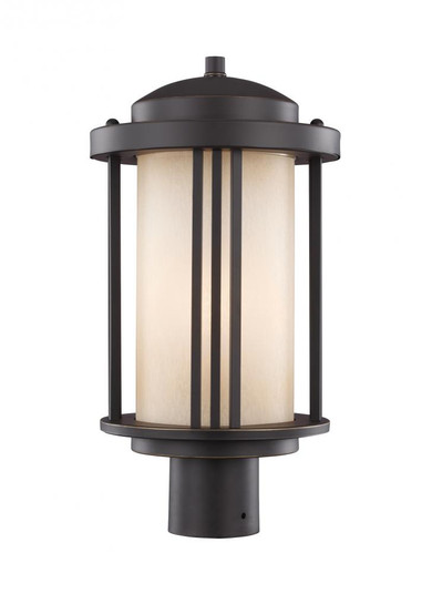 Crowell contemporary 1-light outdoor exterior post lantern in antique bronze finish with creme parch (38|8247901-71)