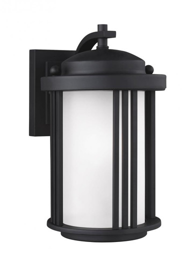 Crowell contemporary 1-light outdoor exterior small wall lantern sconce in black finish with satin e (38|8547901-12)
