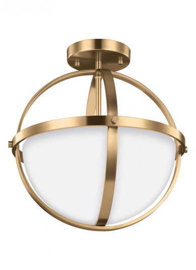 Alturas contemporary 2-light indoor dimmable ceiling semi-flush mount in satin brass gold finish wit (38|7724602-848)