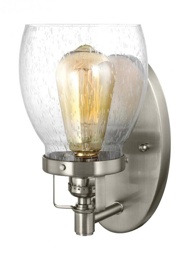Belton transitional 1-light indoor dimmable bath vanity wall sconce in brushed nickel silver finish (38|4114501-962)