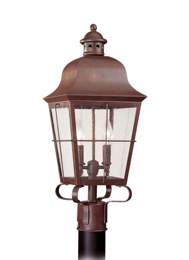 Chatham traditional 2-light LED outdoor exterior post lantern in weathered copper finish with clear (38|8262EN-44)