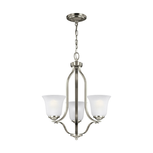 Emmons traditional 3-light indoor dimmable ceiling chandelier pendant light in brushed nickel silver (38|3139003-962)