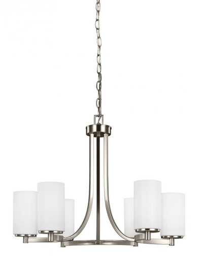 Hettinger transitional 6-light indoor dimmable ceiling chandelier pendant light in brushed nickel si (38|3139106-962)