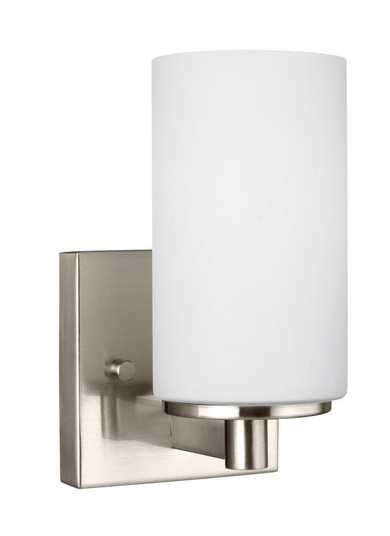 Hettinger transitional 1-light indoor dimmable bath vanity wall sconce in brushed nickel silver fini (38|4139101-962)
