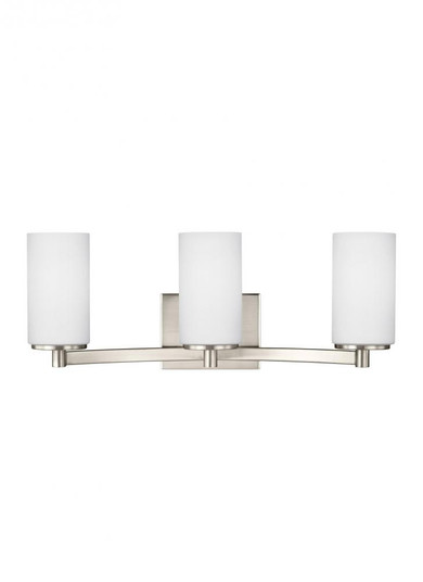 Hettinger transitional 3-light indoor dimmable bath vanity wall sconce in brushed nickel silver fini (38|4439103-962)