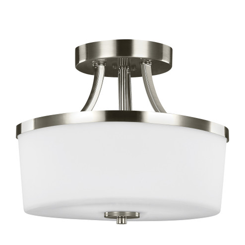 Hettinger transitional 2-light indoor dimmable ceiling flush mount in brushed nickel silver finish w (38|7739102-962)