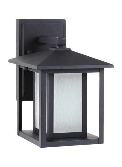 Hunnington contemporary 1-light outdoor exterior small wall lantern in black finish with etched seed (38|89029-12)