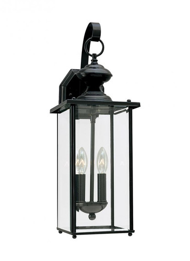 Jamestowne transitional 2-light LED outdoor exterior wall lantern in black finish with clear beveled (38|8468EN-12)