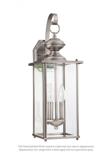 Jamestowne transitional 2-light LED outdoor exterior wall lantern in antique brushed nickel silver f (38|8468EN-965)