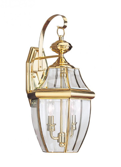 Lancaster traditional 2-light LED outdoor exterior wall lantern sconce in polished brass gold finish (38|8039EN-02)