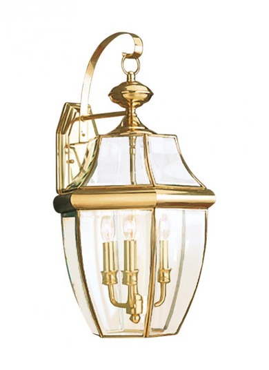Lancaster traditional 3-light LED outdoor exterior wall lantern sconce in polished brass gold finish (38|8040EN-02)