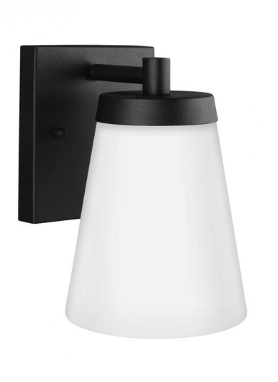 Renville transitional 1-light outdoor exterior small wall lantern sconce in black finish with satin (38|8538601-12)