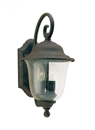 Trafalgar traditional 2-light LED outdoor exterior medium wall lantern sconce in oxidized bronze fin (38|8459EN-46)