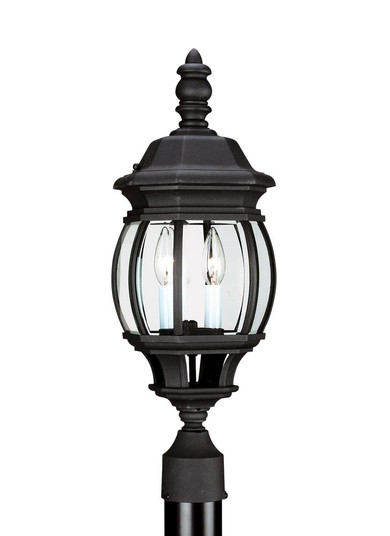 Wynfield traditional 2-light LED outdoor exterior post lantern in black finish with glass shades (38|82200EN-12)