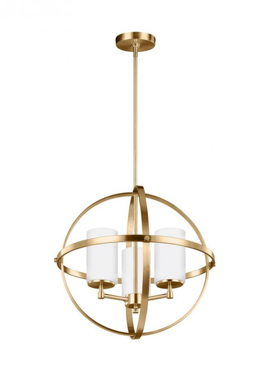 Alturas contemporary 3-light LED indoor dimmable ceiling chandelier pendant light in satin brass gol (38|3124603EN3-848)