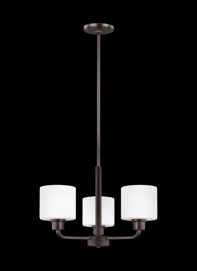 Canfield modern 3-light indoor dimmable ceiling chandelier pendant light in bronze finish with etche (38|3128803-710)