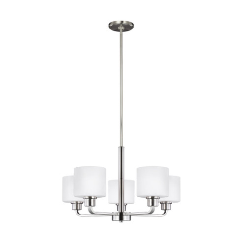 Canfield modern 5-light indoor dimmable ceiling chandelier pendant light in brushed nickel silver fi (38|3128805-962)