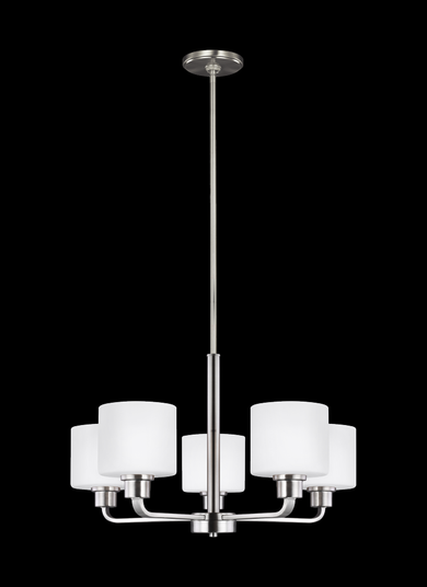 Canfield modern 5-light indoor dimmable ceiling chandelier pendant light in brushed nickel silver fi (38|3128805-962)