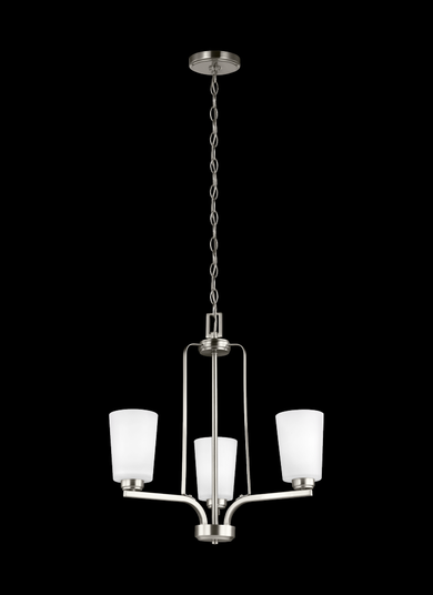 Franport transitional 3-light indoor dimmable ceiling chandelier pendant light in brushed nickel sil (38|3128903-962)